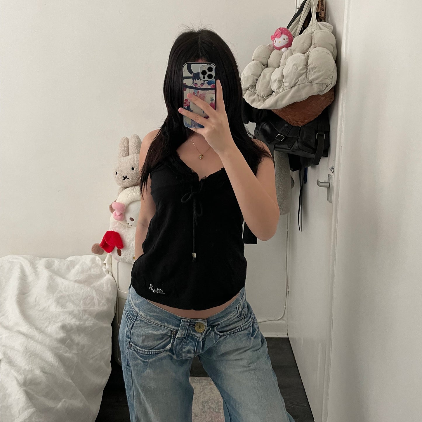 coquette balletcore liu jo black ruffle collar vest top