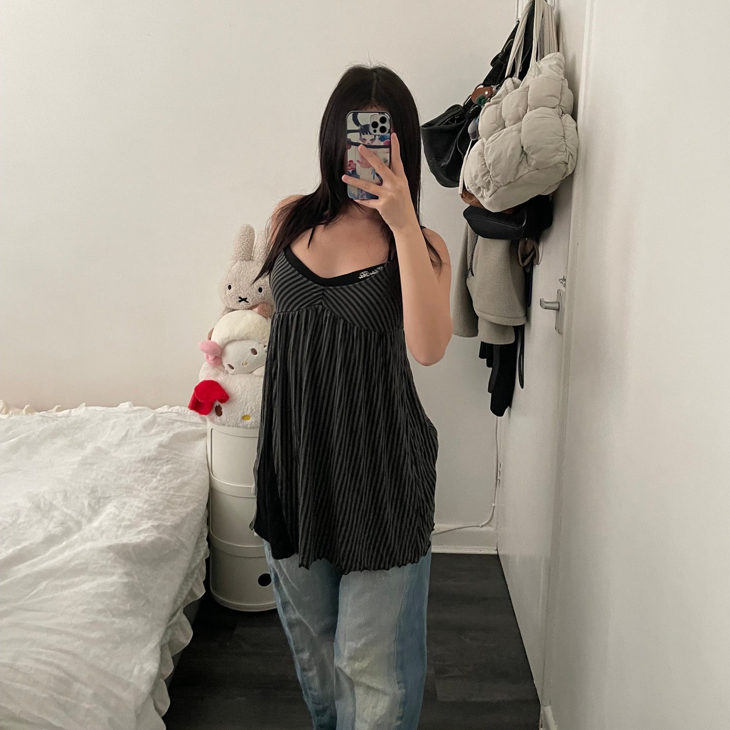 gilf grey black striped bustier layered halterneck mini dress