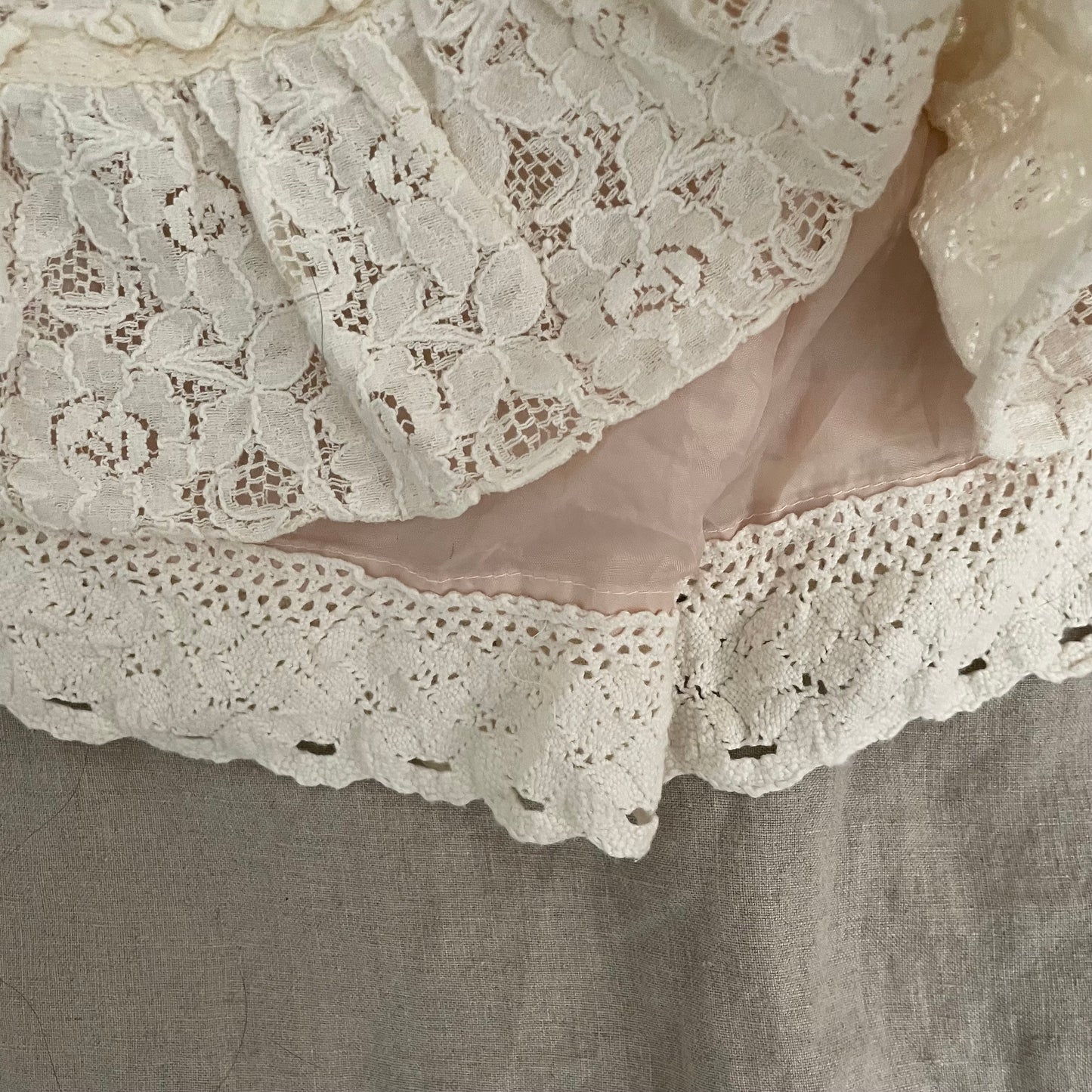 off white cream lacey puffy bloomer skort with ribbon detail