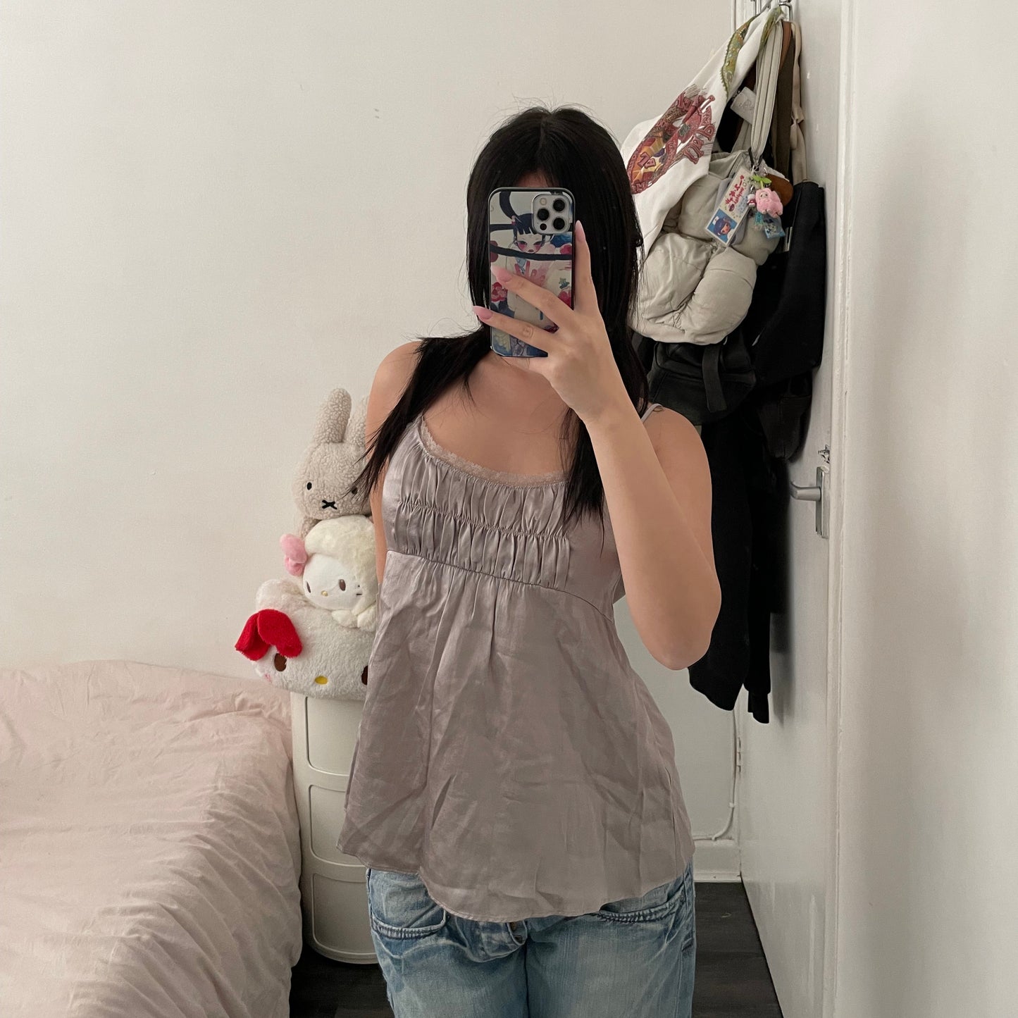romantic coquette jill stuart lilac silky bow babydoll camisole