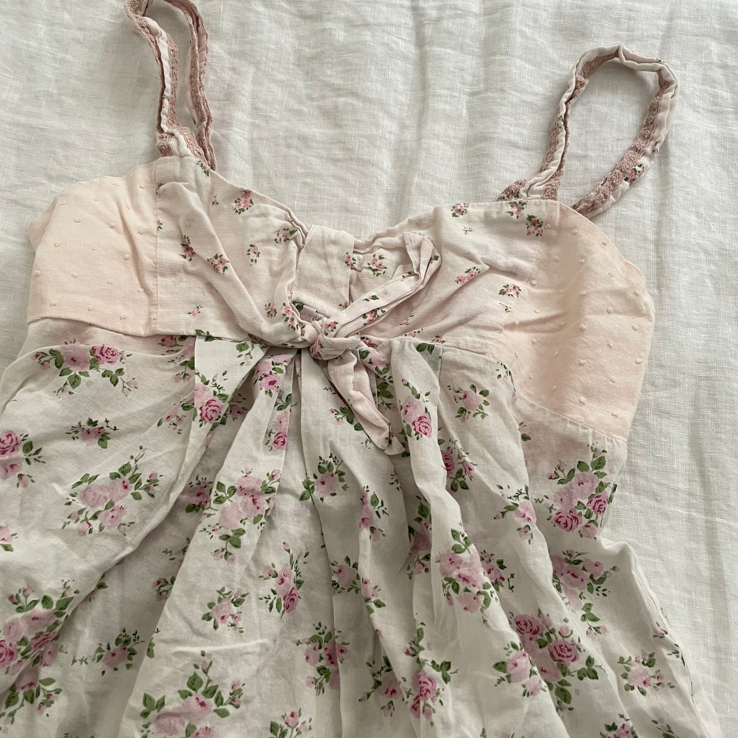 olives des olives baby pink floral print babydoll ribbon bow bust camisole