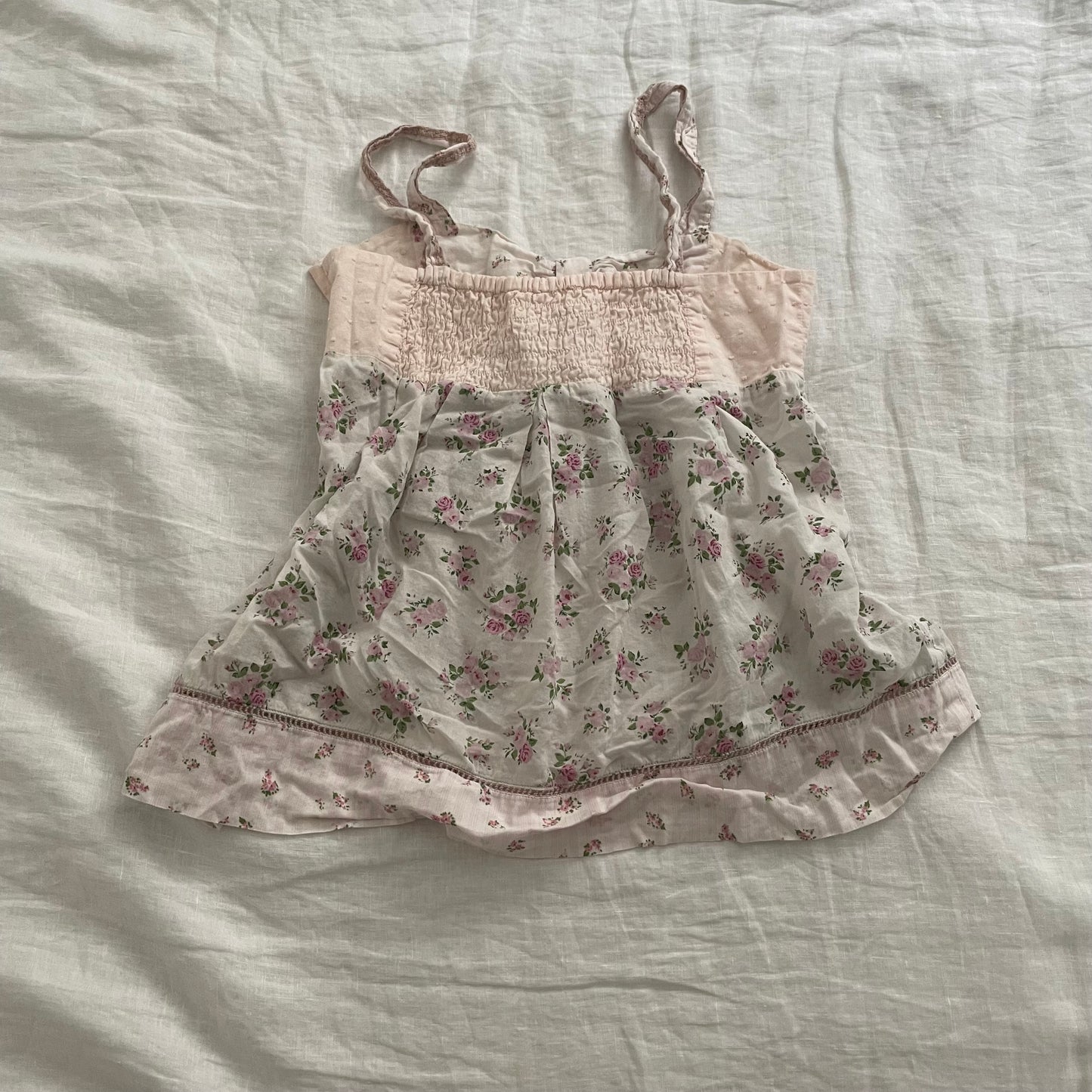 olives des olives baby pink floral print babydoll ribbon bow bust camisole