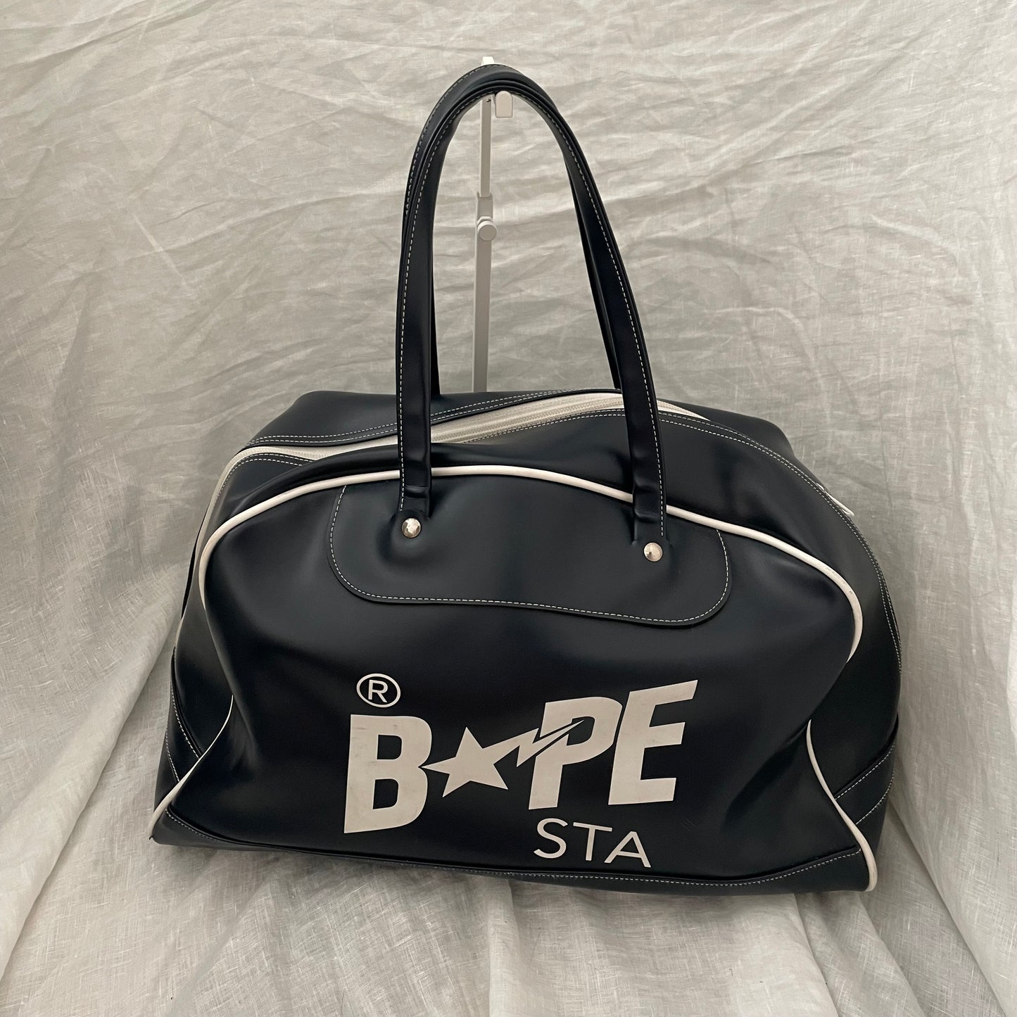 rare vintage 2000s a bathing ape (bape) navy vinyl bowling bag