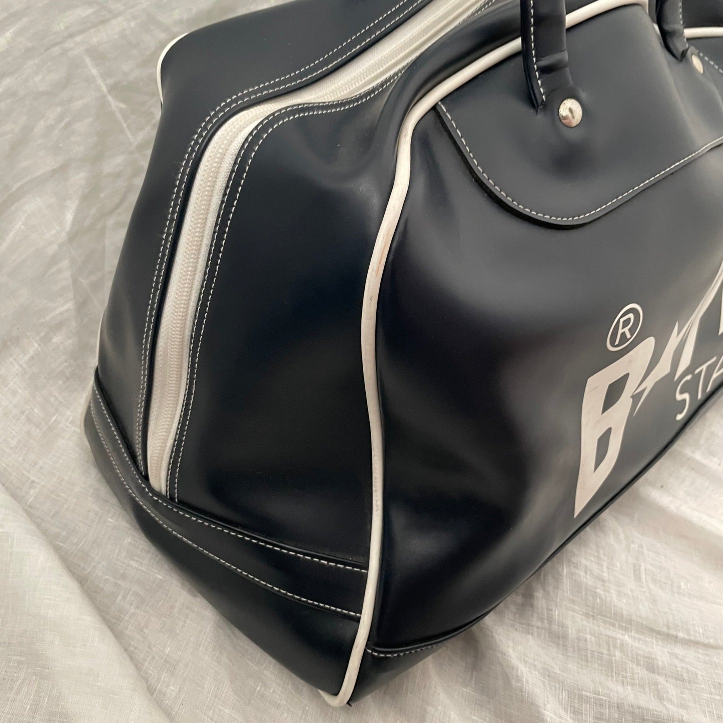 rare vintage 2000s a bathing ape (bape) navy vinyl bowling bag