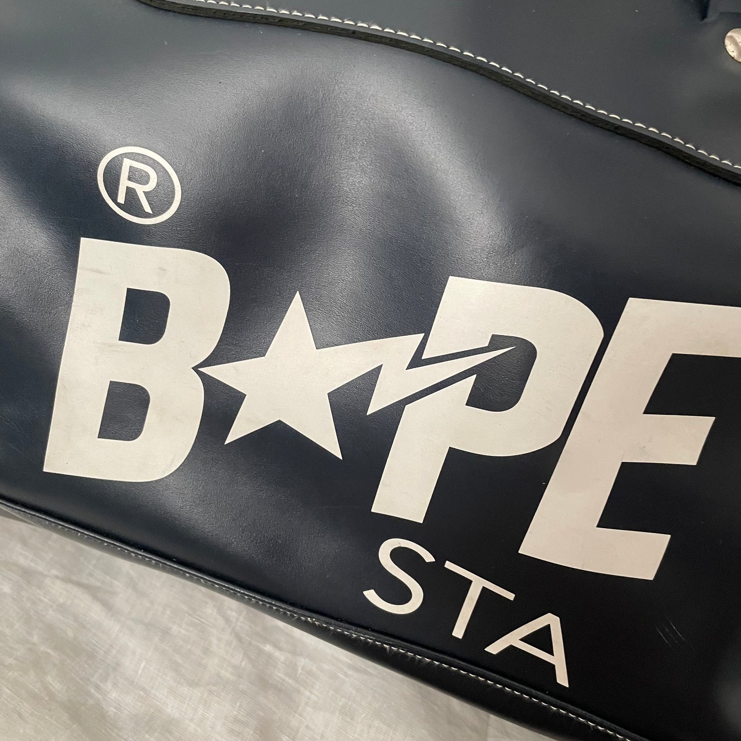 rare vintage 2000s a bathing ape (bape) navy vinyl bowling bag