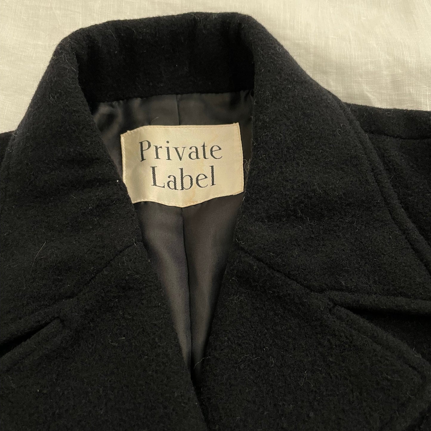 vintage private label 90% wool black collared oversized long coat
