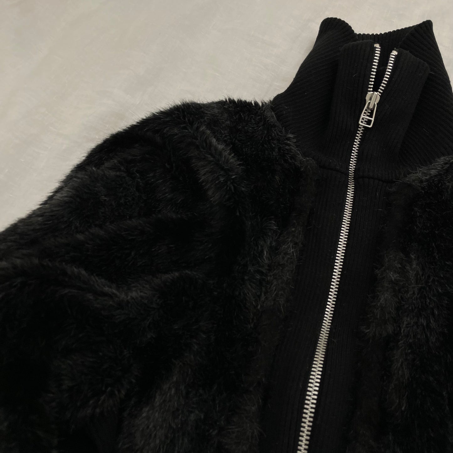 zucca black grey striped oversized batwing fur jacket