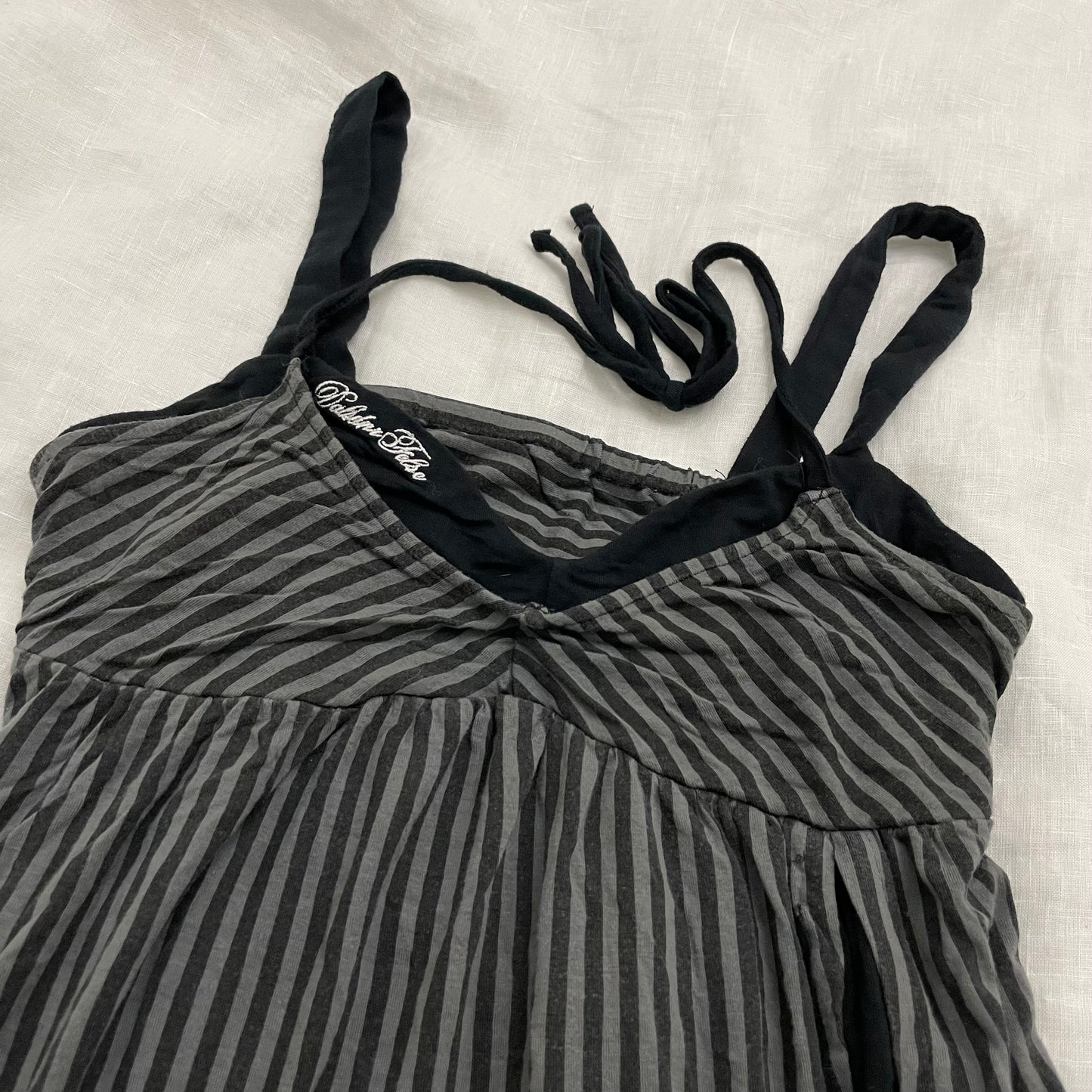 gilf grey black striped bustier layered halterneck mini dress