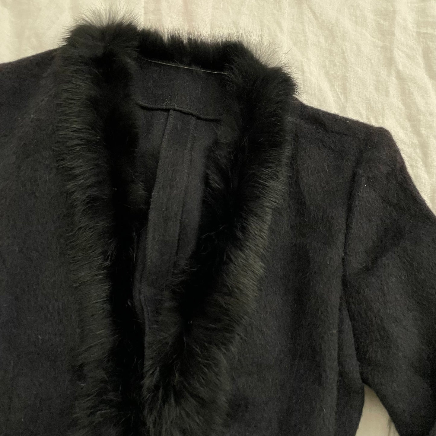 cecil mcbee vintage black rabbit fur x wool fitted cardigan jacket