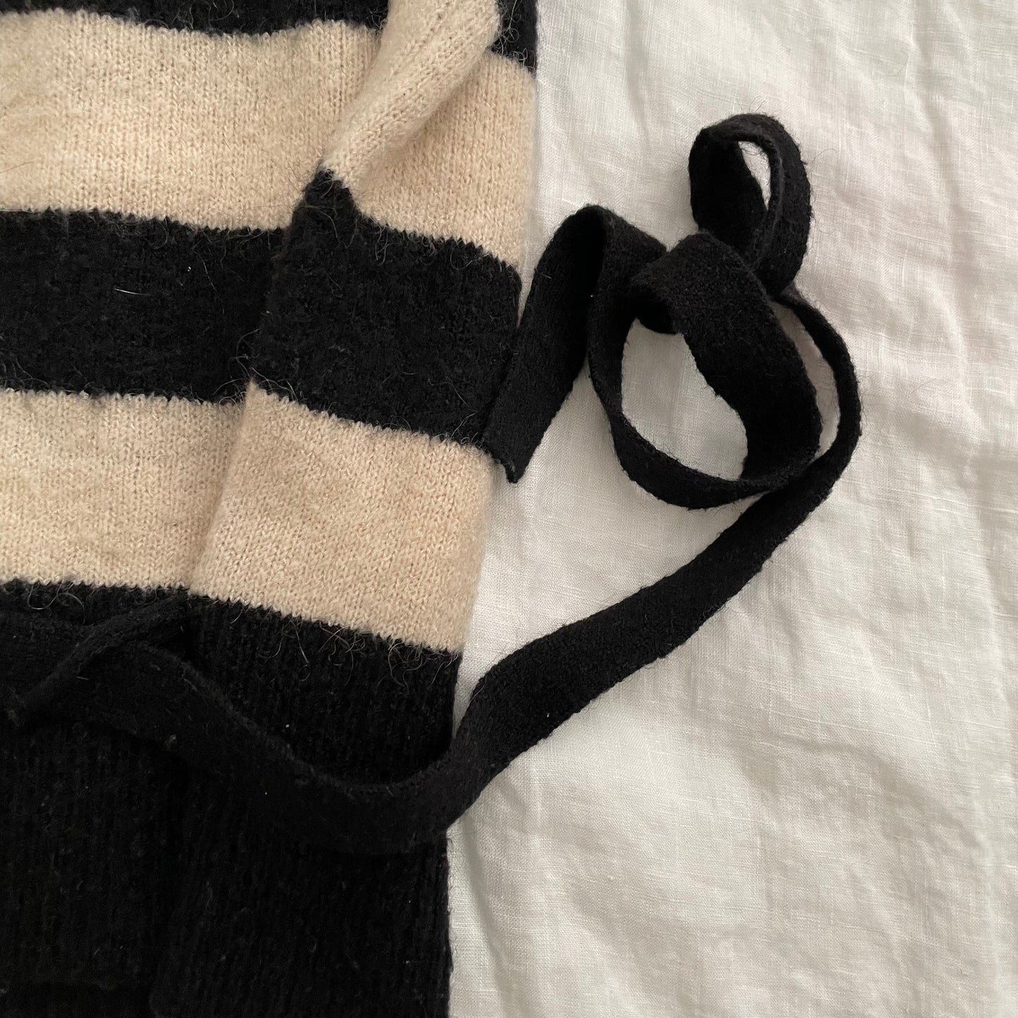 fornarina mohair blend white black puff sleeve knit