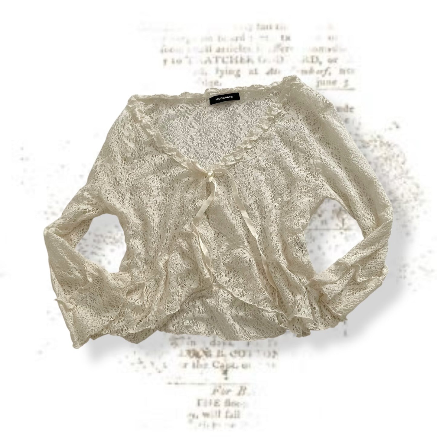 moderate coquette cottage white lacey crop bolero cardigan