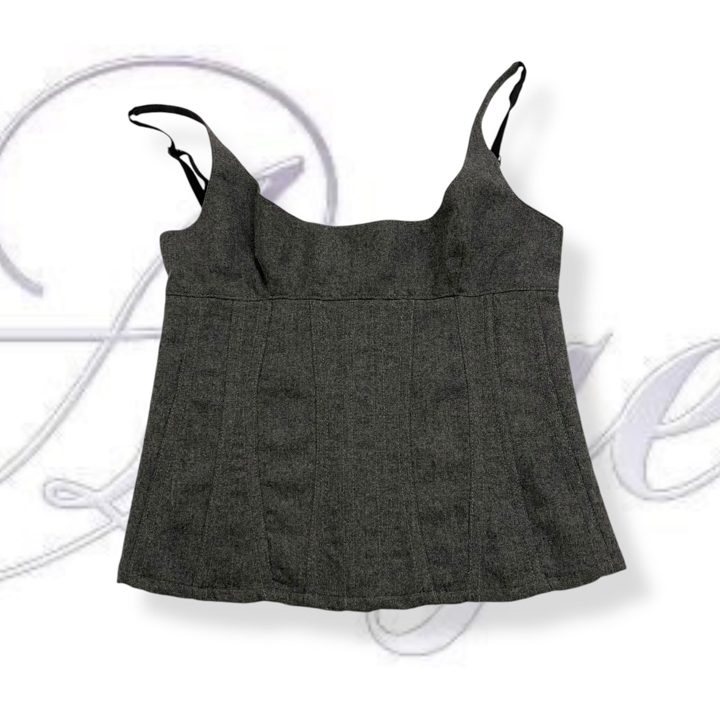fitted grey wool bustier corset top