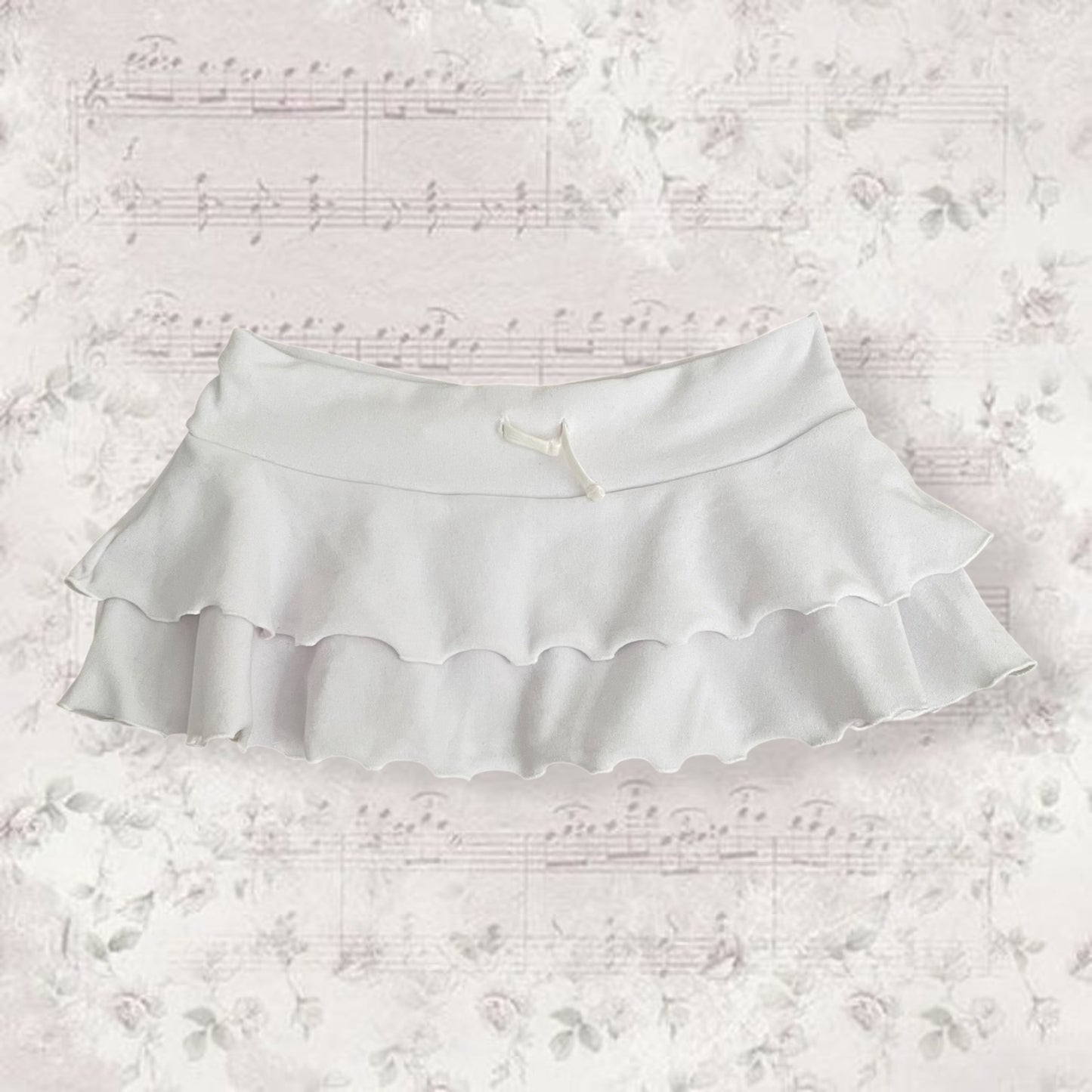 y2k sporty white tiered ruffle mini skirt