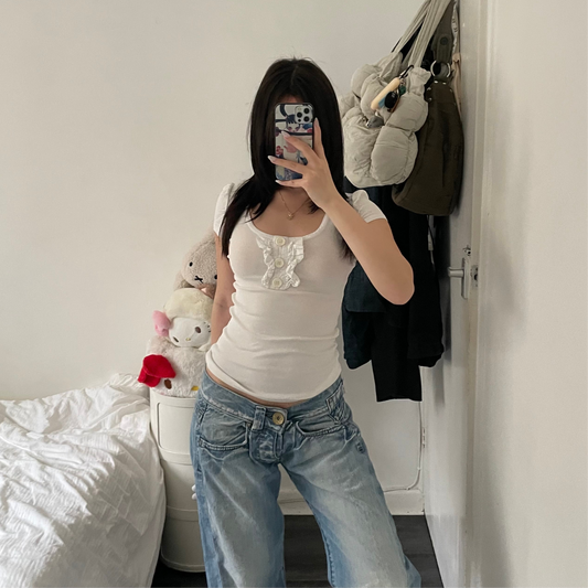 morgan de toi white short sleeve fitted ruffle shirt