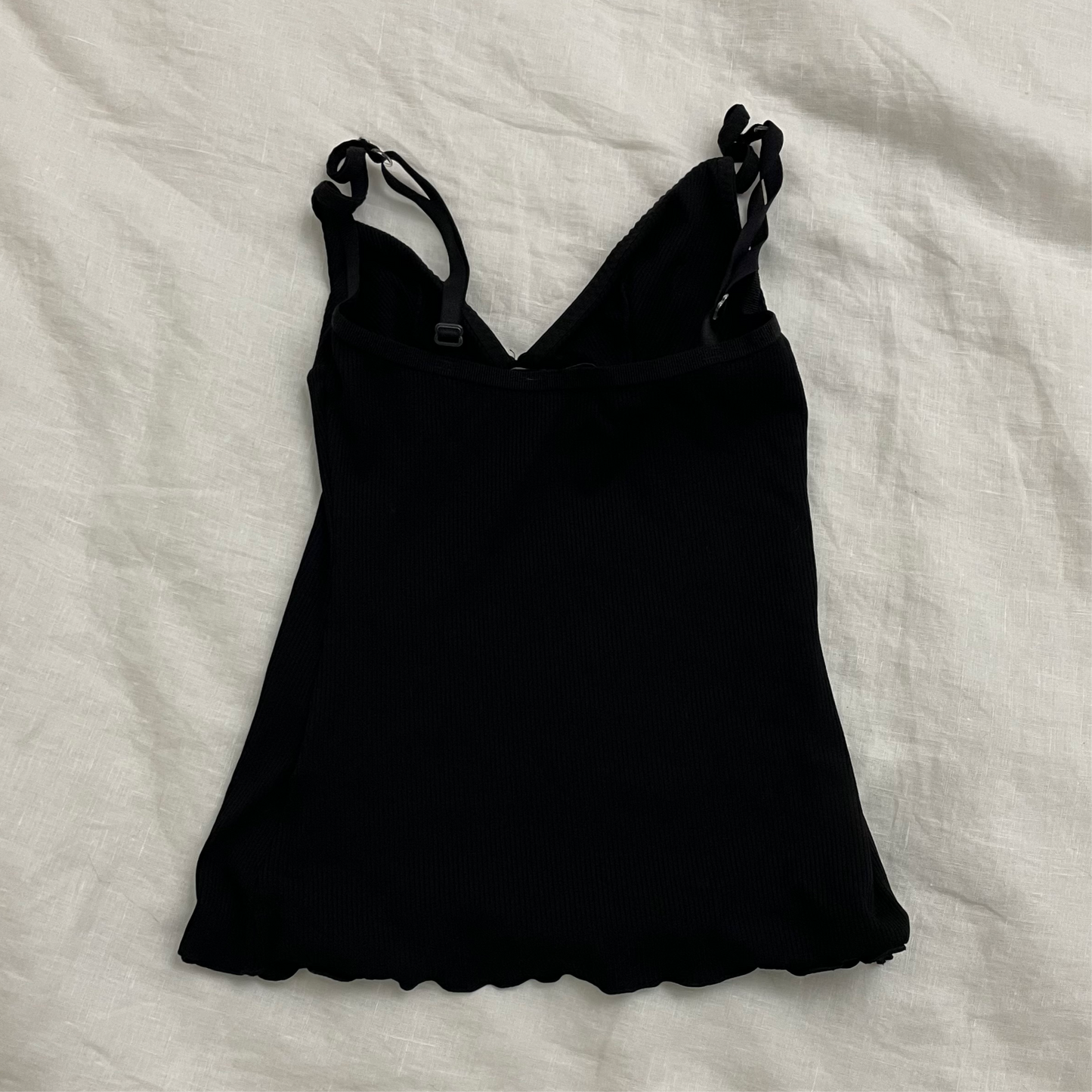 dolce & gabanna (d&g) black dark coquette bustier babydoll camisole with white italic text and cute bow charm