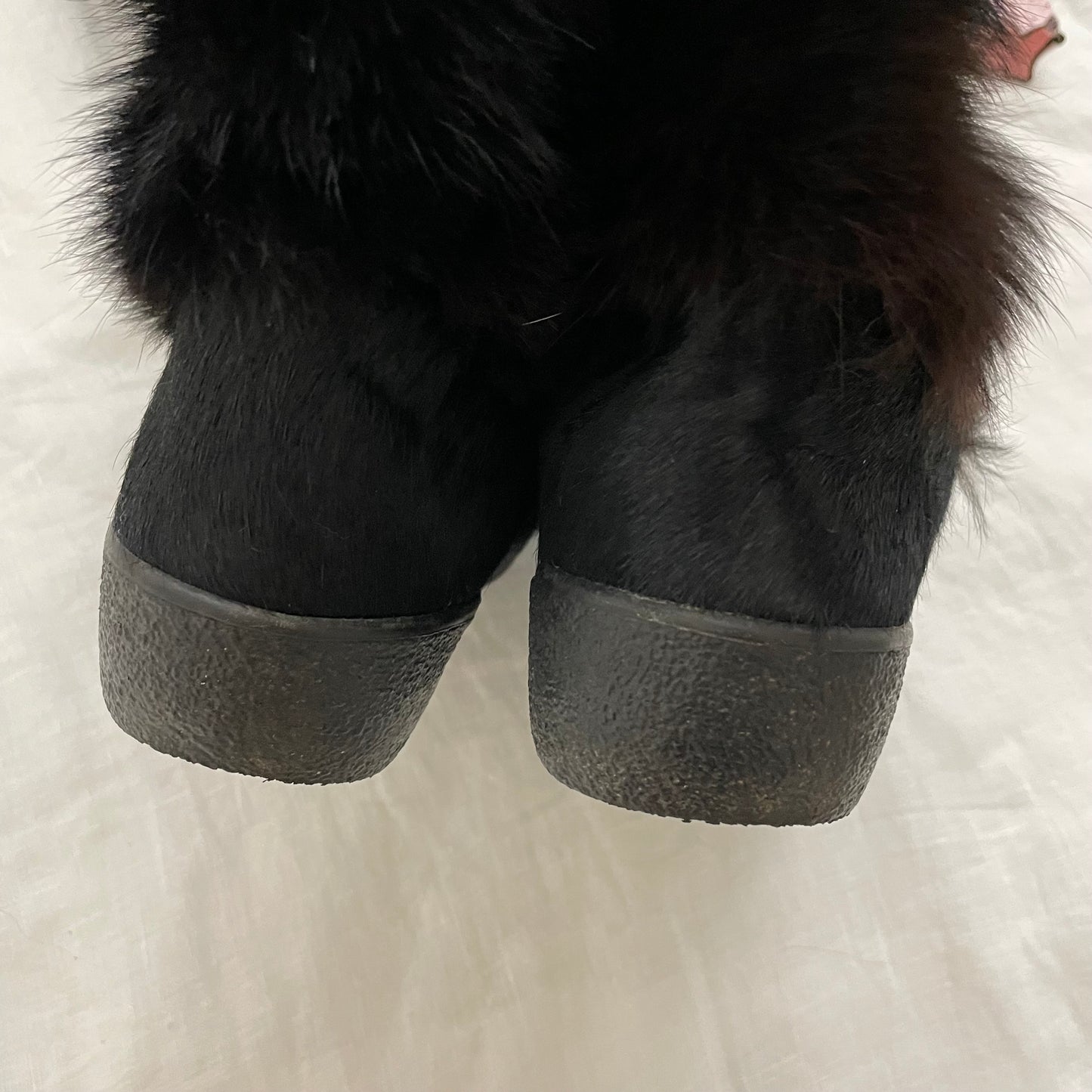 vintage fluffy taiga fur snow boots with pony hair detail + shearling inside