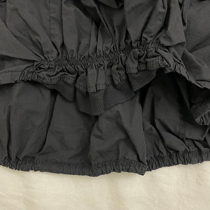 vintage cache cache black dark grey puffy ruched utility midi skirt