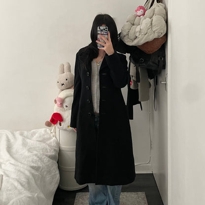 vintage private label 90% wool black collared oversized long coat