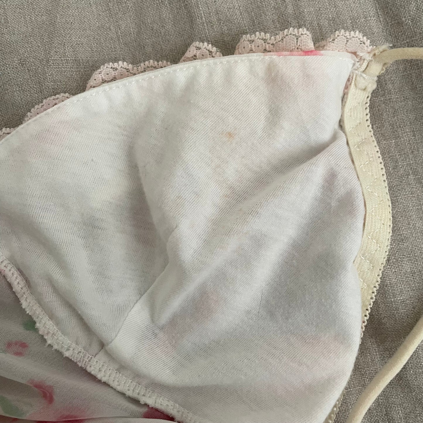 coquette y2k floral print pink ruffle white sheer babydoll camisole