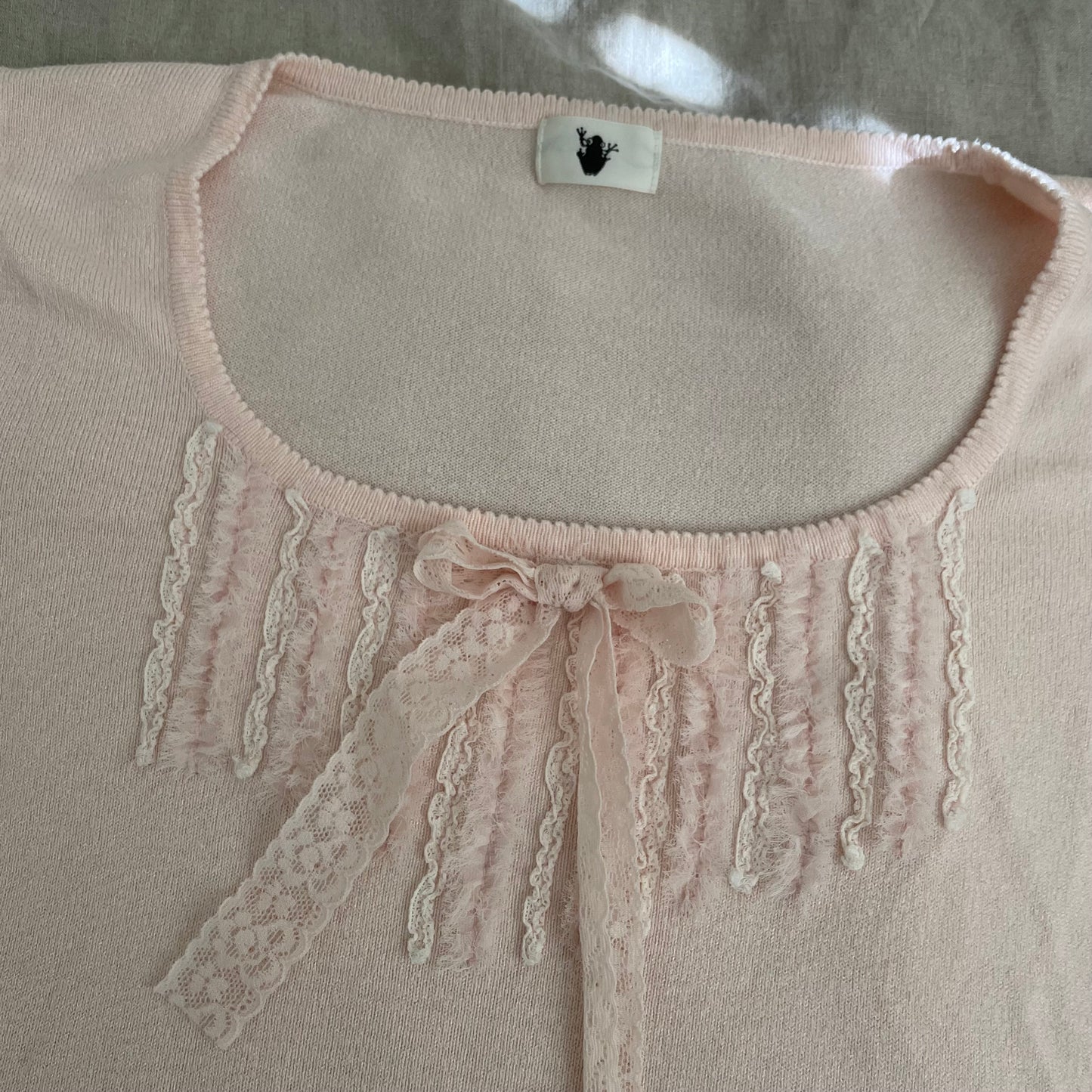 coquette ruffle soft pink lacey short sleeve top