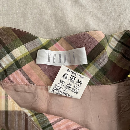 coquette preppy bernis pink green check pleated mini skrt