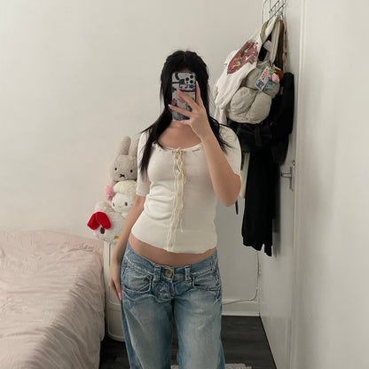 jill stuart white half sleeve round neck cardigan