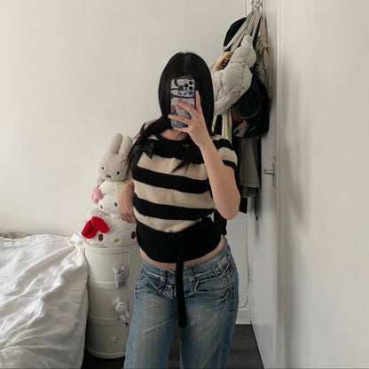 fornarina mohair blend white black puff sleeve knit