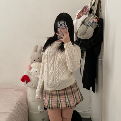 coquette preppy bernis pink green check pleated mini skrt