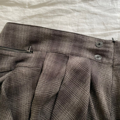 xanaka brown check asymmetric midi skirt