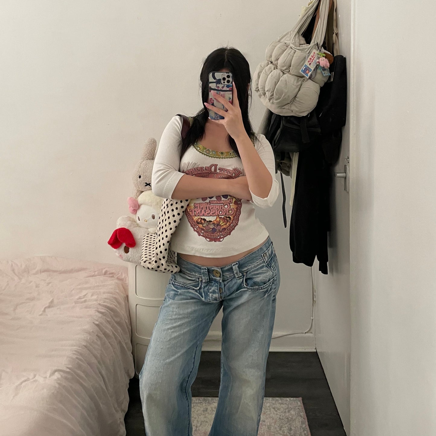 vintage 90s carol j italian cream off white ponyhair shoulder bag