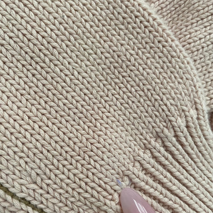 dkny preppy baby pink sporty cropped fitted sweater with khaki trim