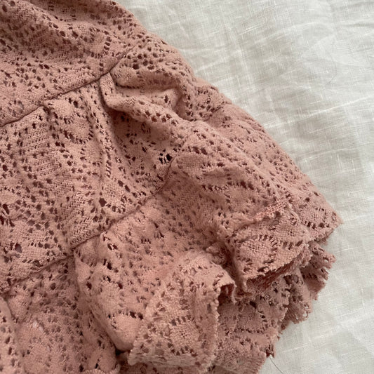 shake shake dusty pink coquette boho lacey knit mini skirt