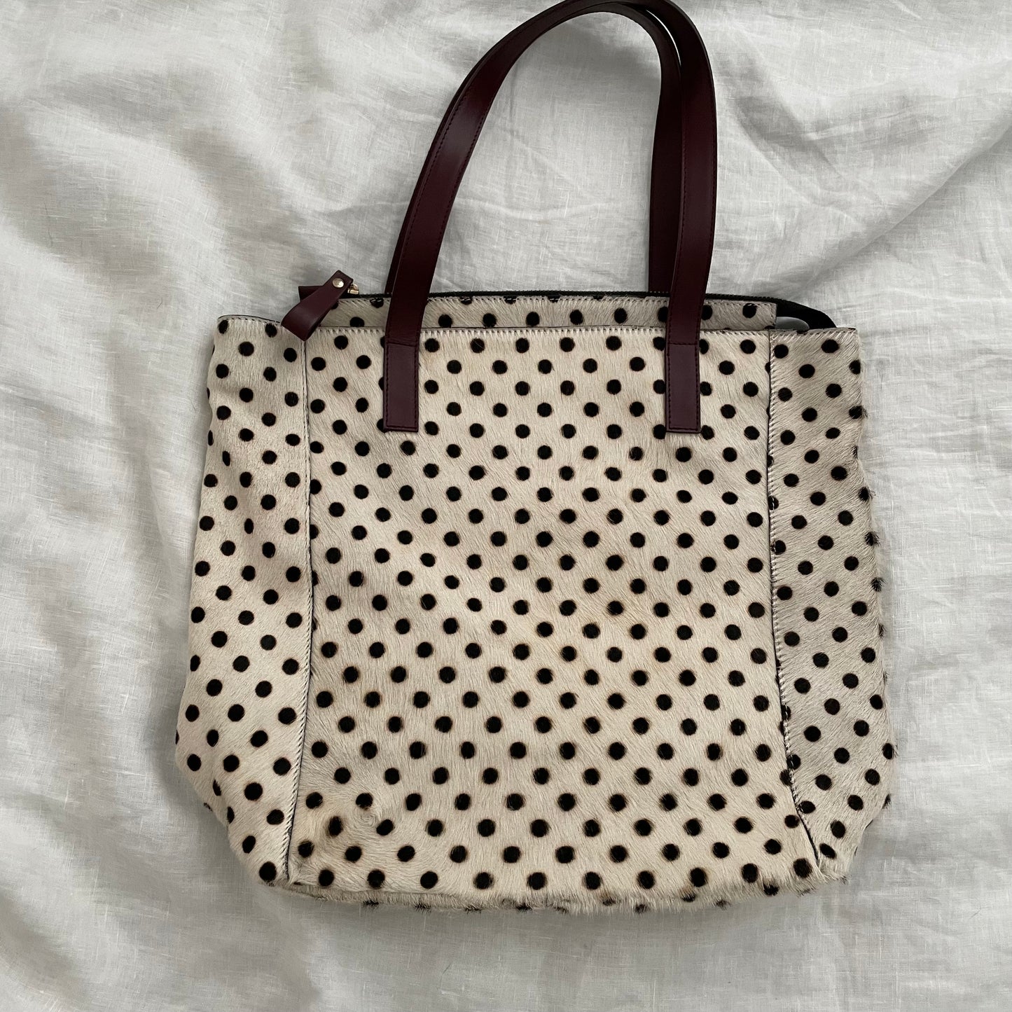 vintage 90s carol j italian cream off white ponyhair shoulder bag