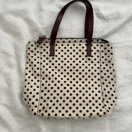 vintage 90s carol j italian cream off white ponyhair shoulder bag