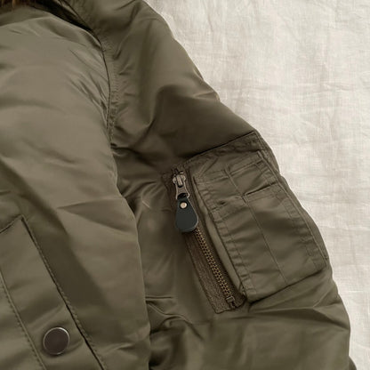grace class/continential khaki puffer blouson jacket with pleated back detail