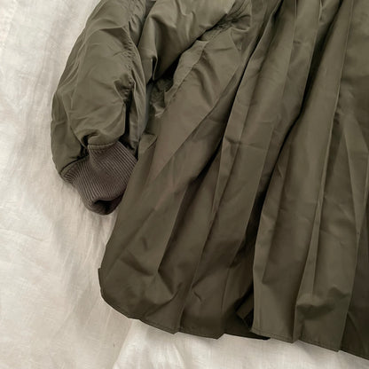 grace class/continential khaki puffer blouson jacket with pleated back detail