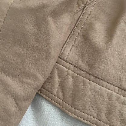 beige vintage rebecca taylor sheepskin leather ruffle jacket