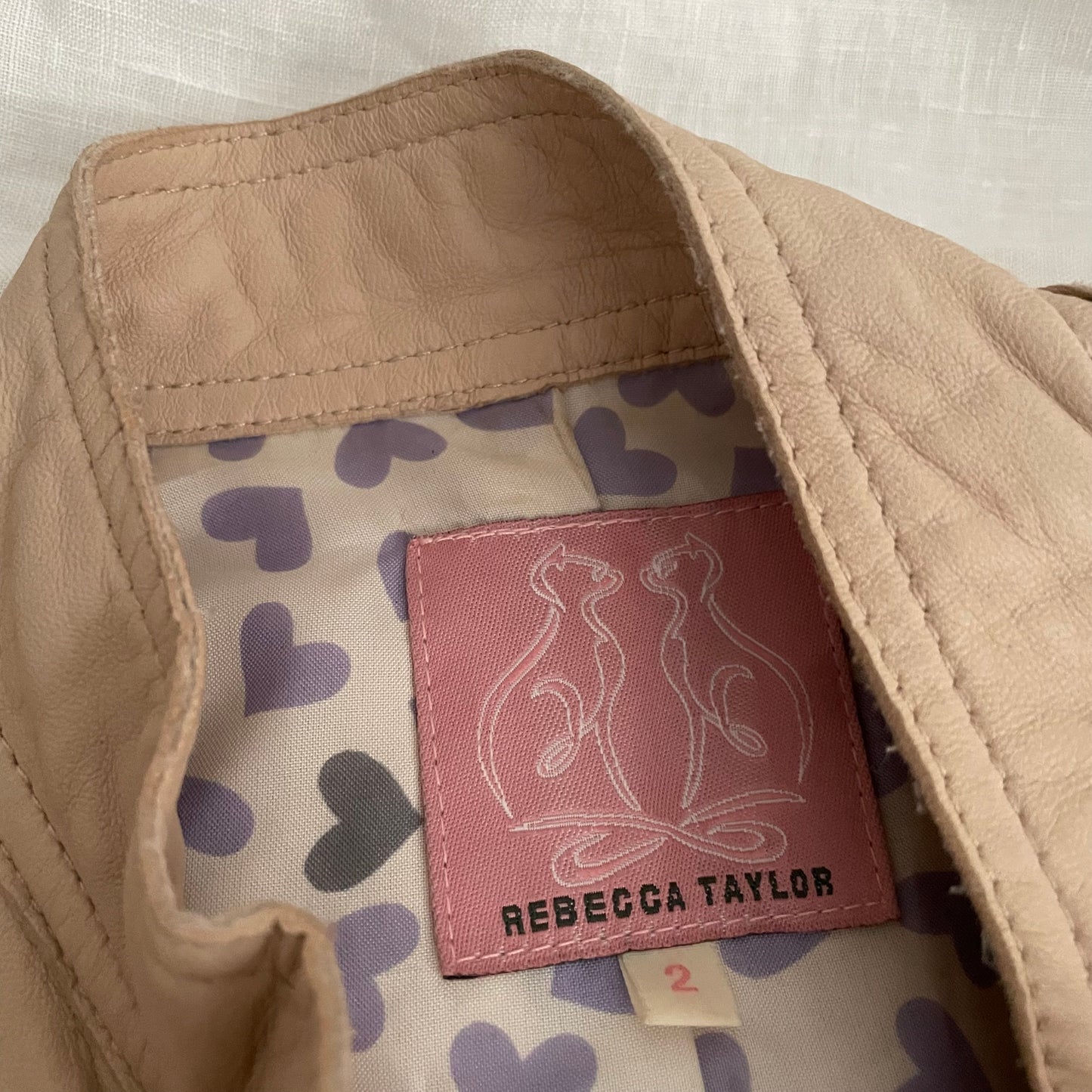 beige vintage rebecca taylor sheepskin leather ruffle jacket