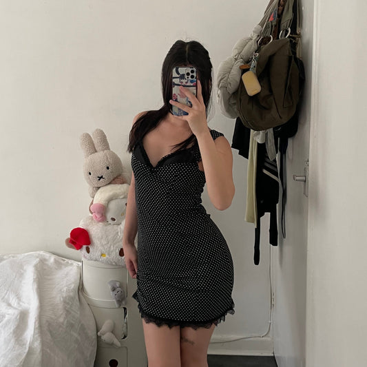 pinup morgan de toi polka dot bustier fitted midi dress