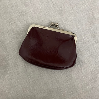 coquette vintage coach burgundy leather mini clasp coin pouch