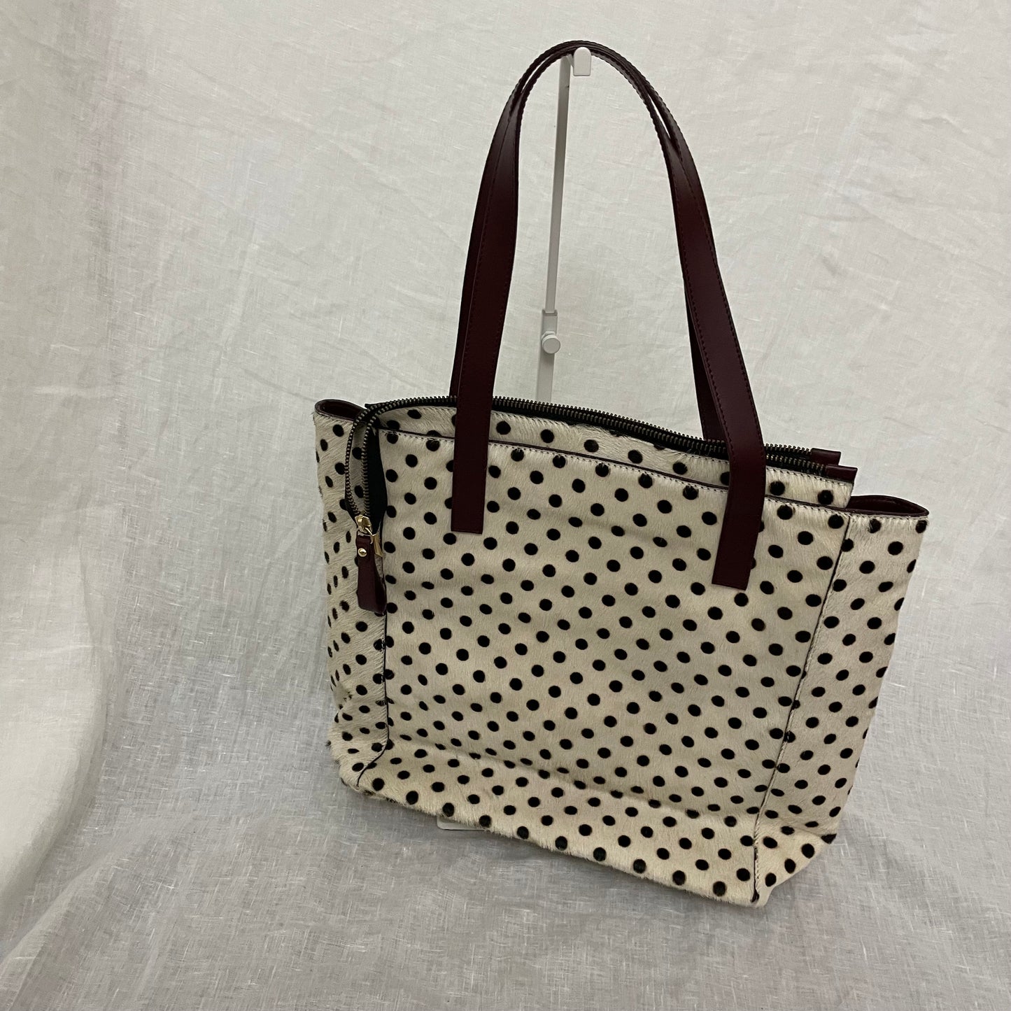 vintage 90s carol j italian cream off white ponyhair shoulder bag