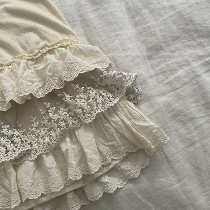 frolic coquette cream wide waistband ruffle broderie anglaise grey tulle mini skirt