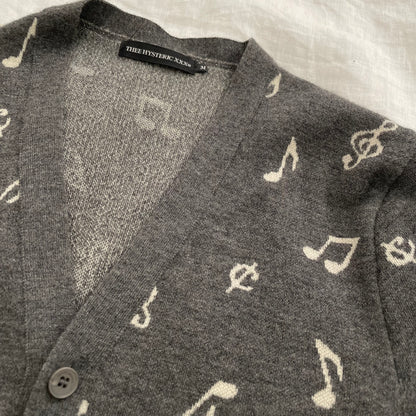 grey hysteric glamour thee hysteric xxx musical note print long sleeve cardigan