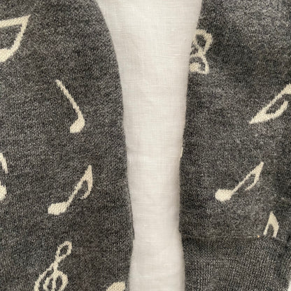 grey hysteric glamour thee hysteric xxx musical note print long sleeve cardigan
