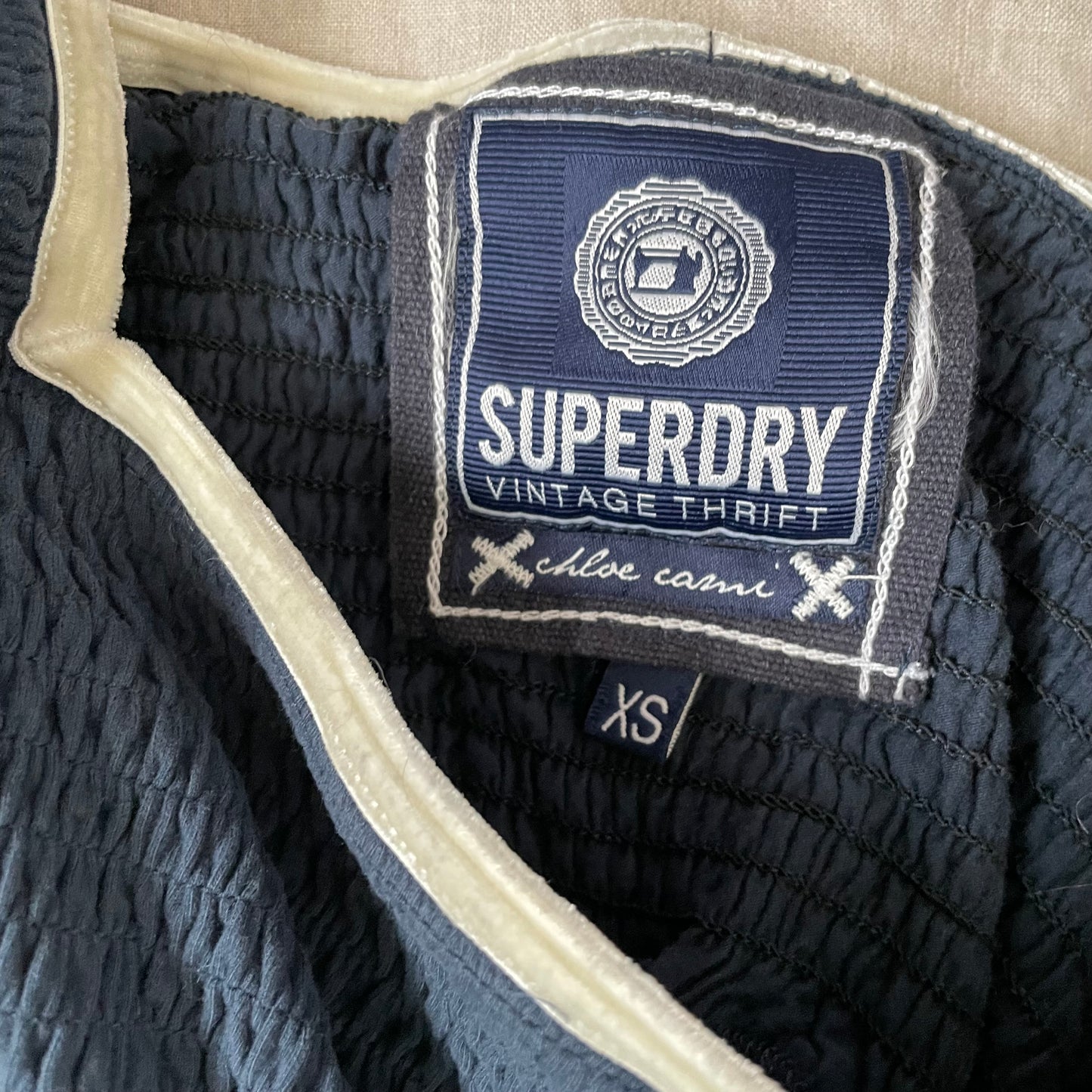 coquette preppy vintage navy blue superdry ruched babydoll camisole