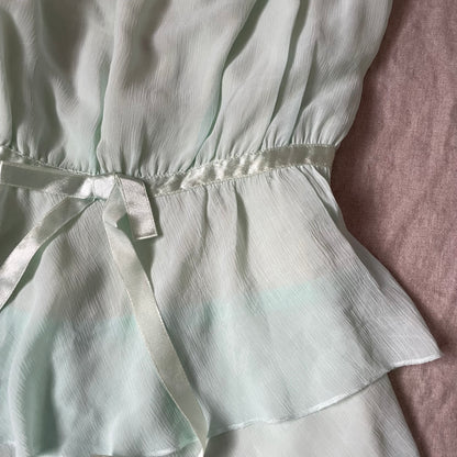 romantic coquette mermaid mint green blue ruched ruffle babydoll camisole