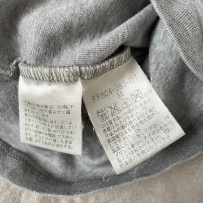 preppy grunge sleaze burberry blue label grey puff sleeve shirt with vintage ornamental text print