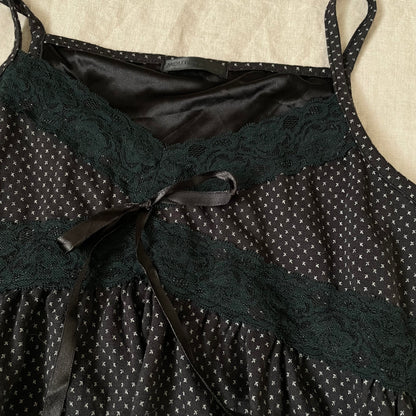 coquette mouthvalley puffy black polka dot lacey camisole