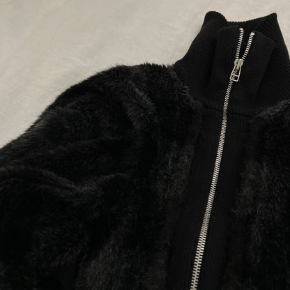 zucca black grey striped oversized batwing fur jacket