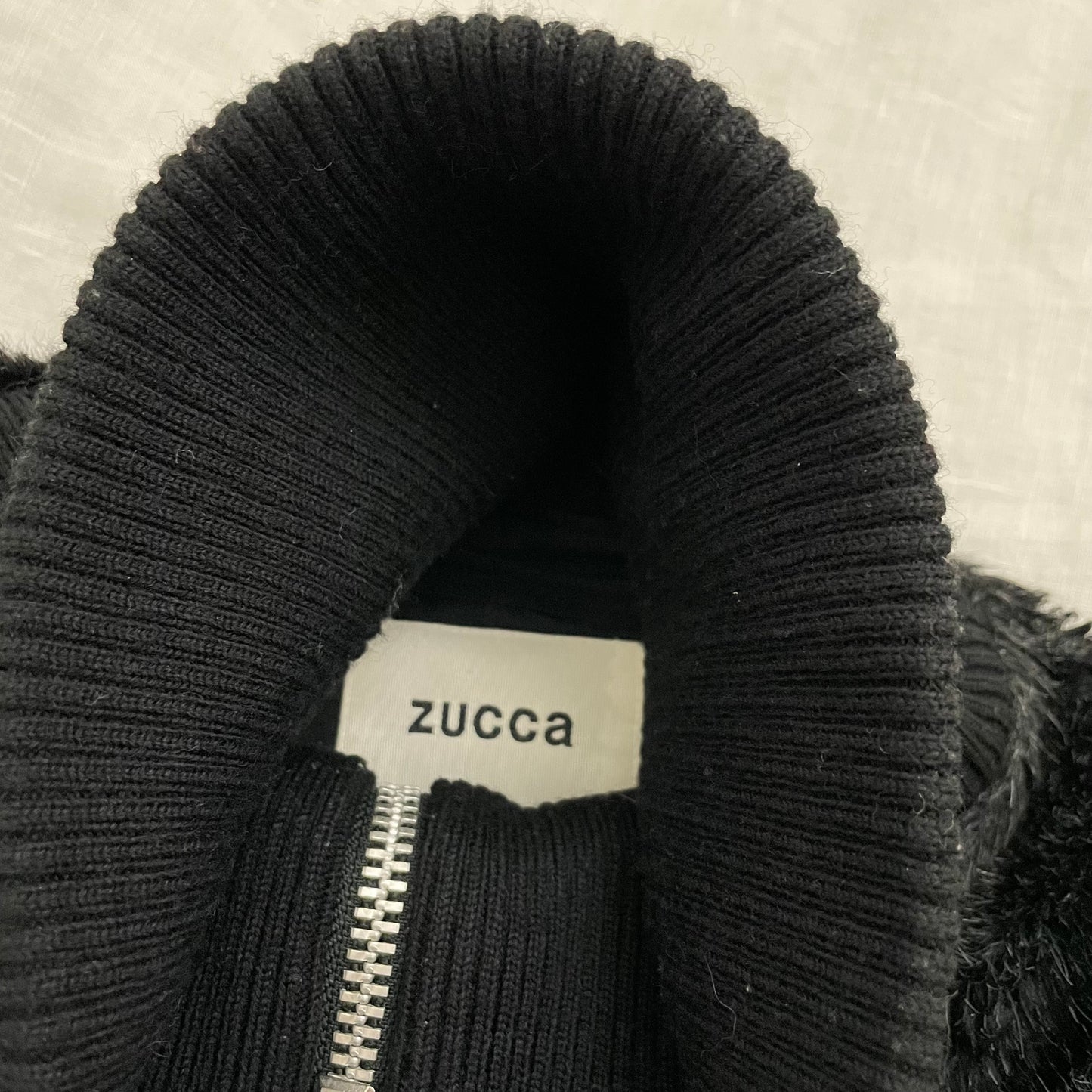 zucca black grey striped oversized batwing fur jacket